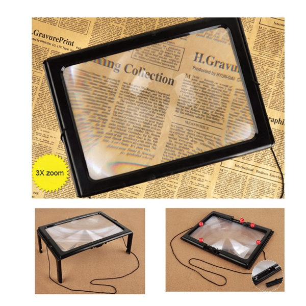 3X Magnification Full-Page Magnifier With Led Light