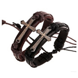 Bless Cross Leather Bracelet