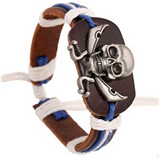 Fashion Eco-friendly Skull Leather Charm bracelet