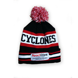 Pom Pom Knit Beanie With both Jacquard and Weave patch Logo