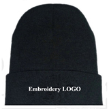 Solid Colour Embroidery Knit Beanie